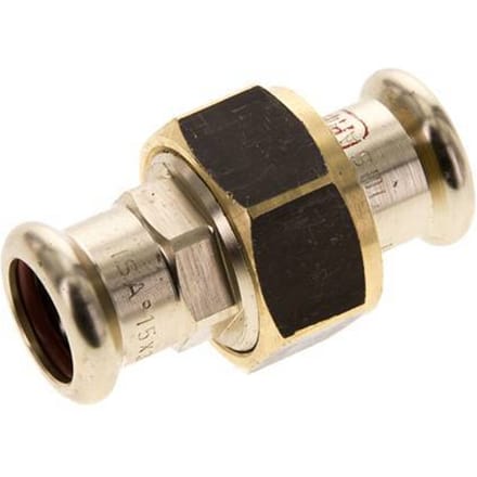 Perskoppeling wartelmoer - 15mm Persmof - Koperlegering Vlakke Afdichting