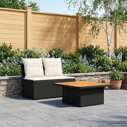 vidaXL - 2 - Stuk - Tuin - middelste - sofa - met - opklaptafel - poly - rattan