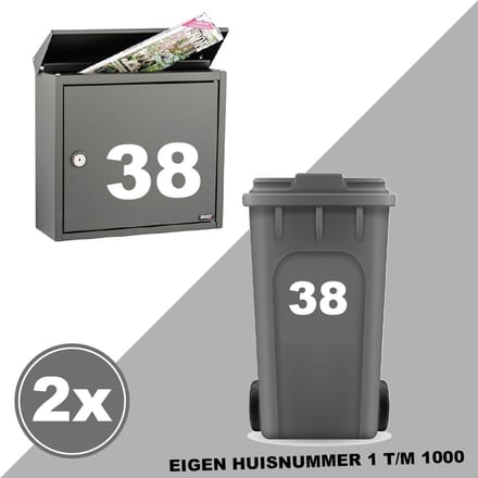 Container sticker / kliko sticker - vinyl sticker met eigen huisnummer - 1 t/m 1000