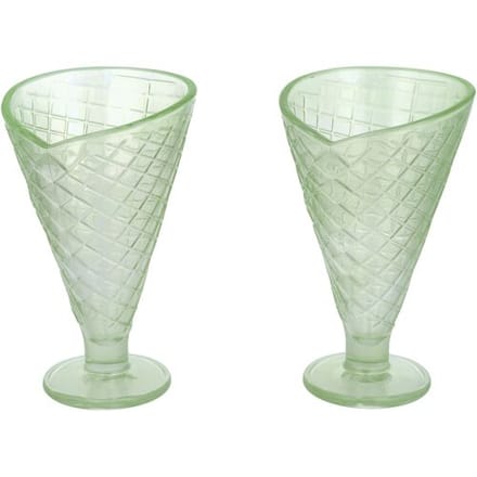 SILVERCREST Set van 2 glazen ijscoupes of schaaltjes (Wafelvorm/mint)