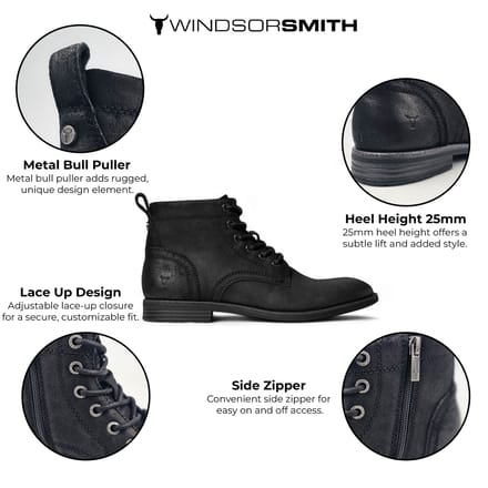 Windsorsmith Zwart Leren Chelsea Enkellaarzen - Sergio