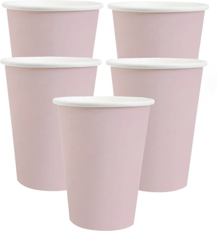 Santex feest/verjaardag bekertjes - 20x stuks - karton - lichtroze - 270 ml