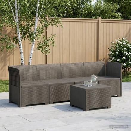 vidaXL - 4-Zits - Tuin - Sofa - Rieten - Look - PP - Lichtgrijs