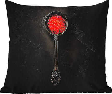 Buitenkussen - Zwart - Lepel - Caviar - 45x45 cm - Weerbestendig