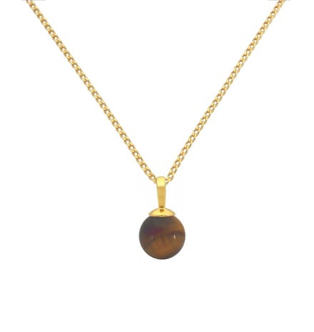 ARLIZI 2119 Ketting tijgeroog hanger - verguld - 46 cm