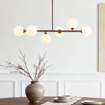 LumenXL Design hanglamp Aster - bruin - melkwit glas, 6-lichts