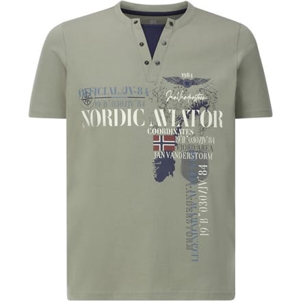 Jan Vanderstorm herren T-Shirt - 64/66 - olijf - Plus Size
