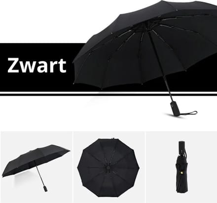 Actania Windproof Paraplu - Opvouwbaar - Moderne Stormparaplu - Stormproef - Automatisch Uitklapbaar - Umbrella - Zwart