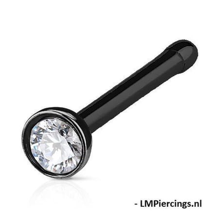 Neuspiercing stud half ball 0.8x6x2.5 - zwart - LMPiercings