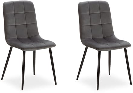 Homestyle4u Eetkamerstoelen van Fluweel - 2 Stoelen - Grijs