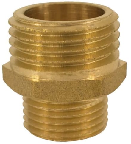 Messing Verloopnippel, 1/2" naar 1", Draadfitting Messing