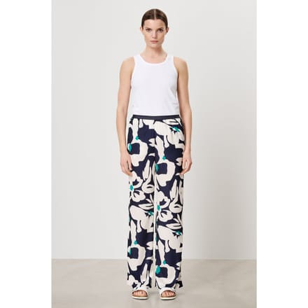 TRVL DRSS Printed Evan Pants Ink Blue Maat: S | Straight Broeken Outlet | Dames | Blauw