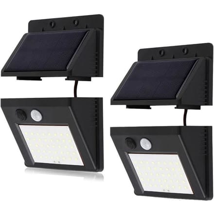 Lampe solaire - Lot de 2 - 30 LED - Détecteur de mouvement - Étanche IP65