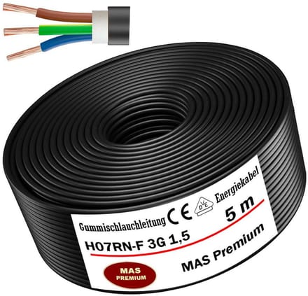 Flexibele Rubberen Energiekabel H07RN-F 3G 1,5 mm² voor Bouwplaats en Zware Apparatuur