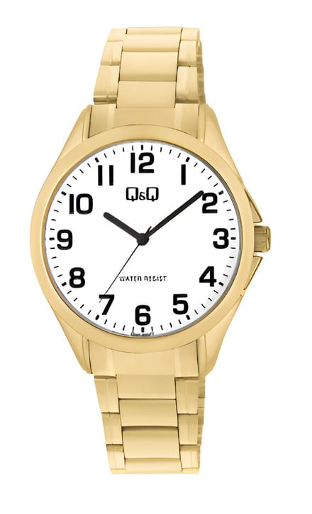 Q&Q C04A-005PY- Analoog - Heren - Stalen band - Rond - Metaal - Goudkleurig
