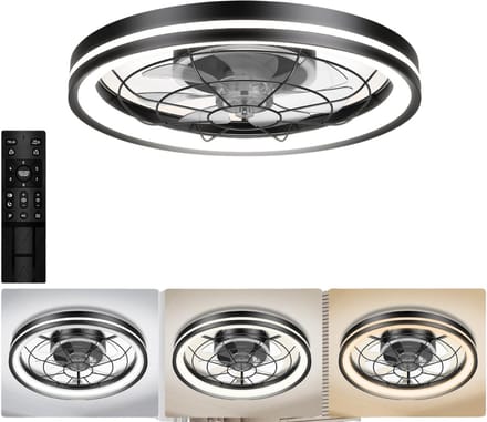 Zyrex® Plafonniere Met Ventilator - Plafondventilator - Plafondventilator Met Verlichting - Zwart - 51cm x 16cm x 51cm