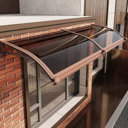 Buitenzonwering Deur Luifel - Overkapping Ramen - Bescherming Buiten - Slagvast Polycarbonaat - 80x90cm - Bruin