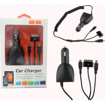 Henca CC37-IMI 3 in 1 Port 5.0V/4800mA Dual USB Car Charger 30pin+8pin +Micro USB