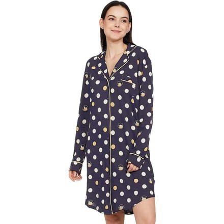 Marks and Spencer Womens Nachthemd van puur katoen in marine