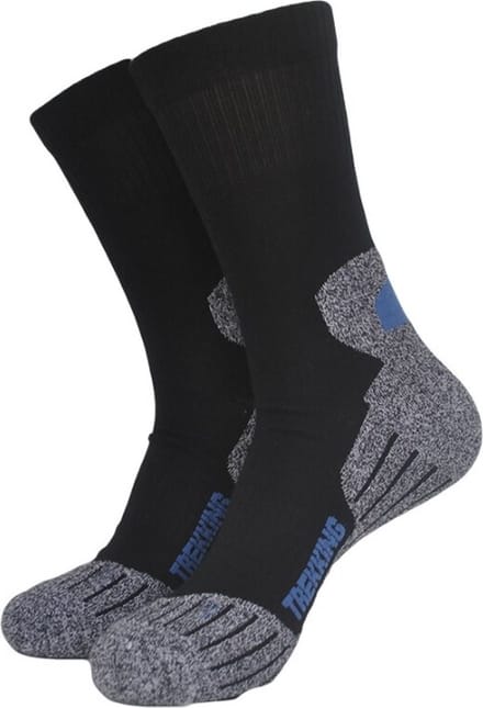 2-pack Wandelsokken - Maat 47-50 - Zwart - Thermo sokken - Naadloos - Coolmax - links/rechts - ( 2 paar )