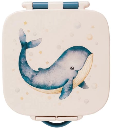 Petit Monkey Bentobox Whale Back to School - Blauw/Wit