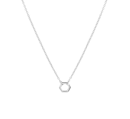 Zilver Gerhodineerde Collier zeshoek 0 1332373