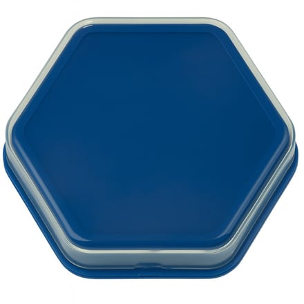 Praatknop zeshoekig - luister & spraak - blauw - verwisselbare afbeeldingen