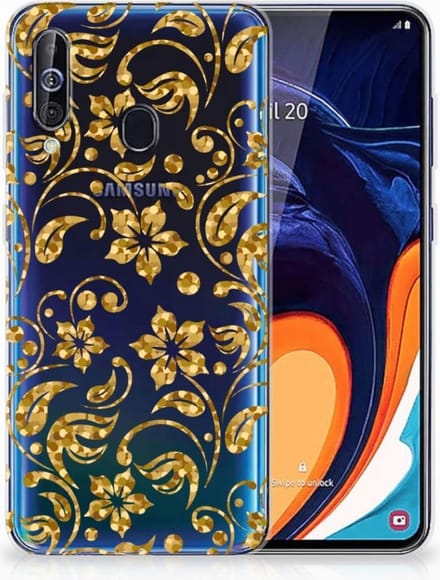 Samsung Galaxy A60 TPU Case Gouden Bloemen