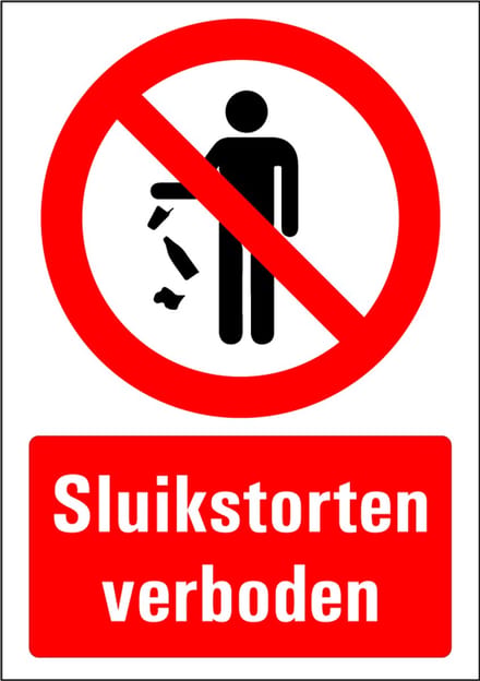 Sluikstorten verboden bord - kunststof 148 x 210 mm