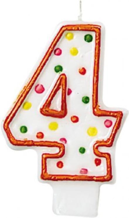 Amscan Verjaardagskaars 4 - Polka Dots 7,6 Cm Oranje/wit