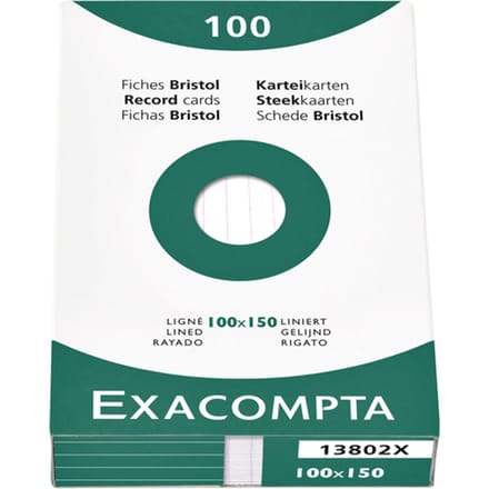 Systeemkaart Exacompta 100x150mm lijn wit 100 stuks