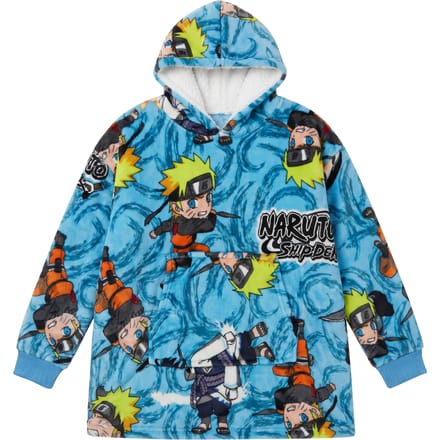 Naruto Hoodie Fleece deken Blauw, 7 - 14 jaar