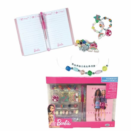 BARBIE DAGBOEK SIERADENSET BEDELS ARMBANDEN GLITTERPEN