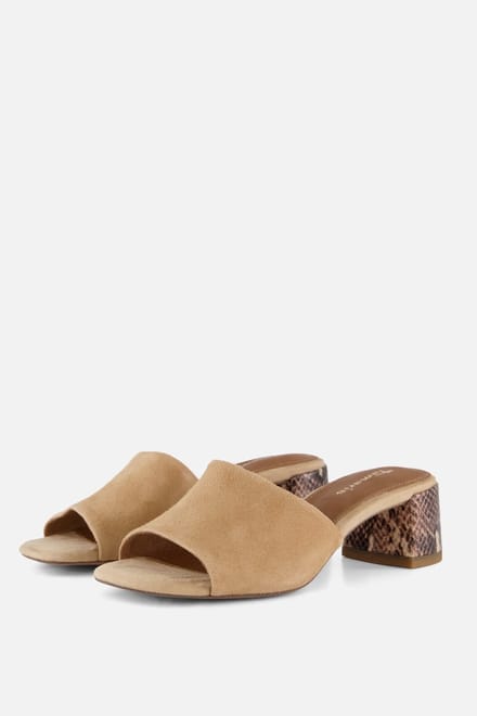 Tamaris Slippers Met Hak beige Suède - Maat 42