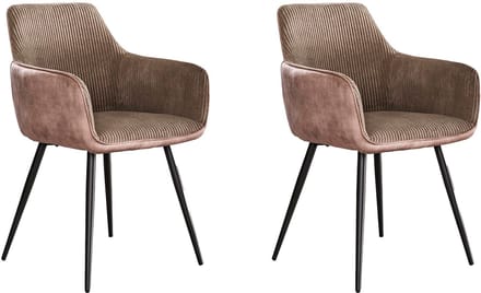 Dimehouse Set van 2 eetkamerstoelen Rivo Rib Rock Zand - Stof - Scandinavisch & Basic