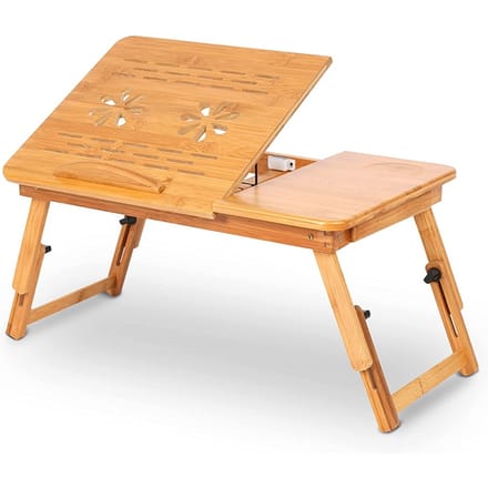 Opvouwbare bamboe bedtafel voor pc, draagbaar, kantelbaar 66x35x30 cm