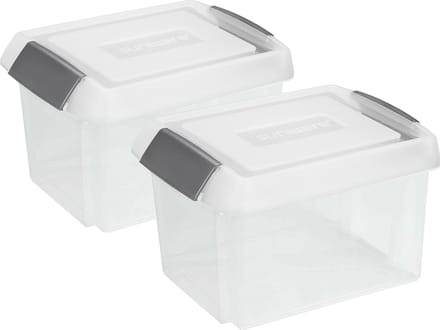 Sunware 2x opslagboxen 32 liter transparant 45 x 36 x 24 cm extra hoge afsluitbare deksel