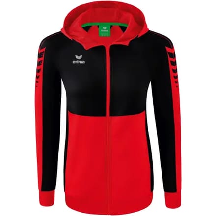 Erima Six Wings Trainingsjack Met Capuchon Dames - Zwart / Rood | Maat: 36