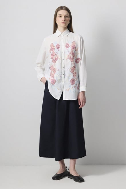 Touché Privé - Oversize overhemd met borduurdetails - Ecru - Dames