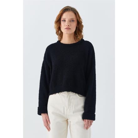Pluche Textuur Crop Trui