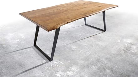 Eettafel Edge acacia natuur 200x100 metaal schuin Live-Edge