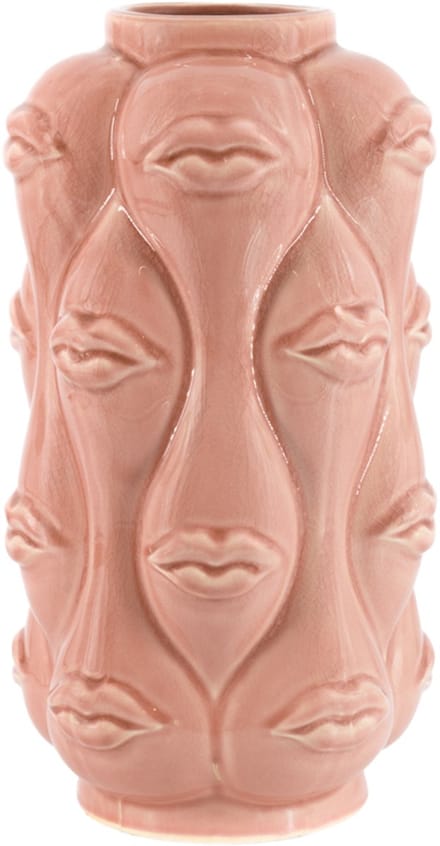 HomeBound by KY | Aardewerk vaas lips roze | bloemenvaas | 19x19x35cm