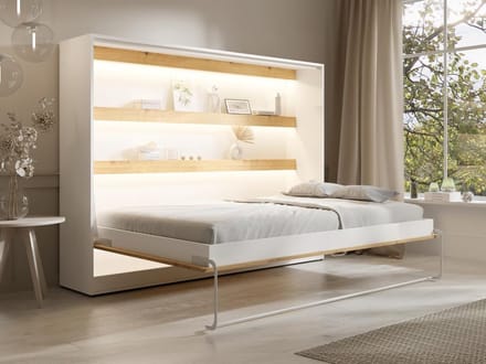 Vente-unique Bedkast hout natuurlijk licht, wit 140 x 200 cm
