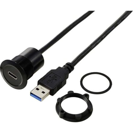 TRU COMPONENTS TC-13376312 USB-C (3.1) bus/USB-A (3.0) stekker 1 m kabel zwart 1 stuk(s)