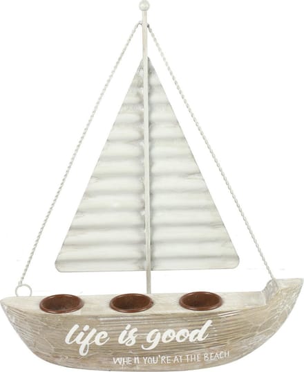 Theelichthouder zeilboot Ponti L naturel