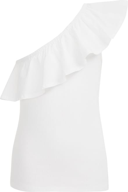 WE Fashion Meisjes one-shoulder top met ribstructuur