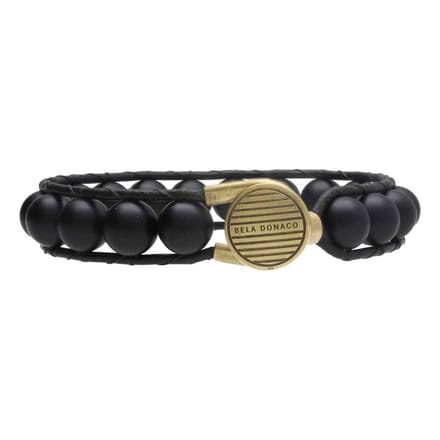 Bela Donaco - Armband Classic B10 – mat Onyx – zwart leer – Messing