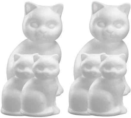 Rayher hobby Piepschuim dieren figuren - 6x stuks - kat / poes - wit - 13 cm