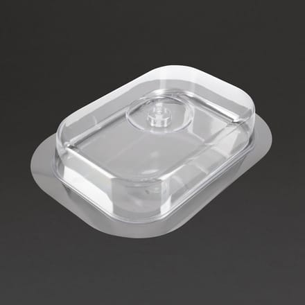 Serveerplateau "finesse", rvs, met deksel, 42x31 cm