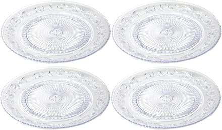 Plasticforte Onbreekbare Dinerborden - 4x - kunststof - kristal stijl - transparant - D25 cm